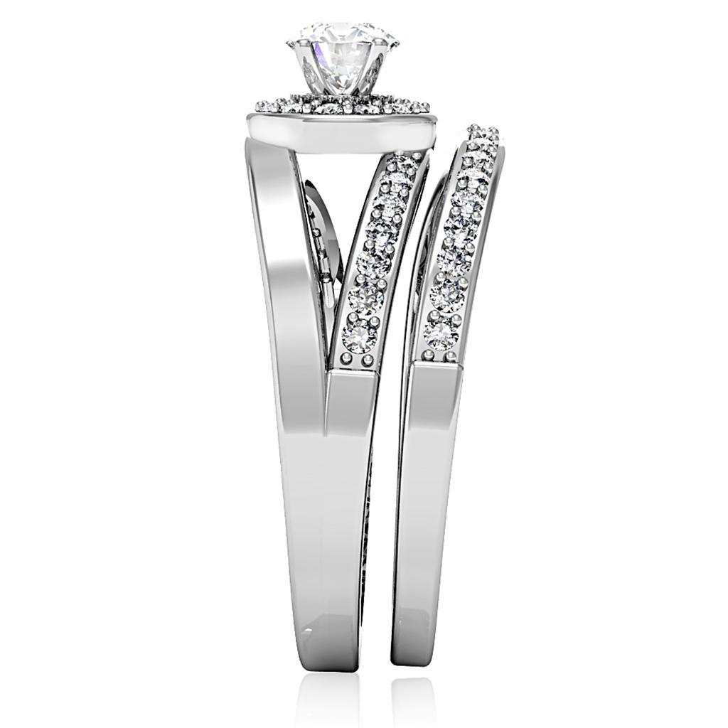 1W164 - Rhodium Brass Ring with AAA Grade CZ in Clear-4