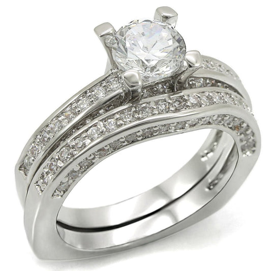 1W004 - Rhodium Brass Ring with AAA Grade CZ in Clear-0