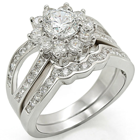1W008 - Rhodium Brass Ring with AAA Grade CZ in Clear-0