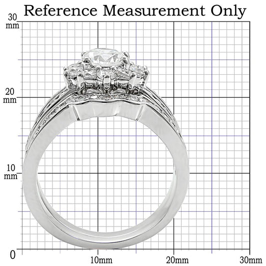 1W008 - Rhodium Brass Ring with AAA Grade CZ in Clear-1