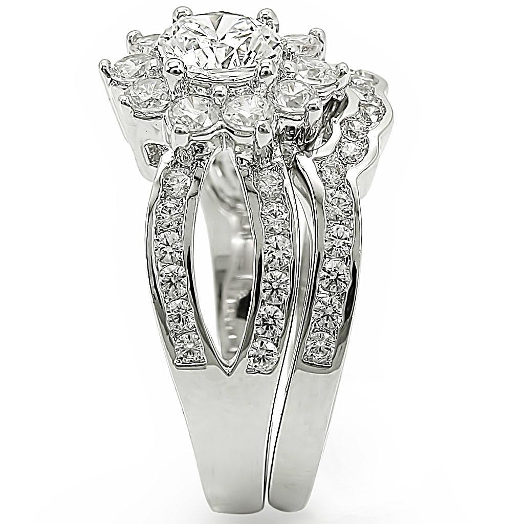 1W008 - Rhodium Brass Ring with AAA Grade CZ in Clear-4