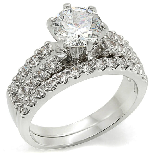 1W009 - Rhodium Brass Ring with AAA Grade CZ in Clear-0