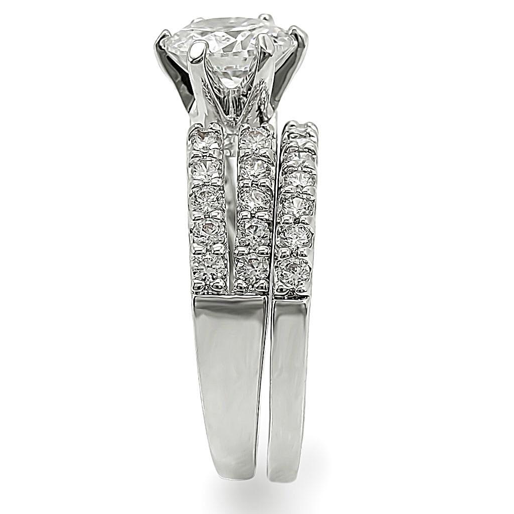 1W009 - Rhodium Brass Ring with AAA Grade CZ in Clear-4