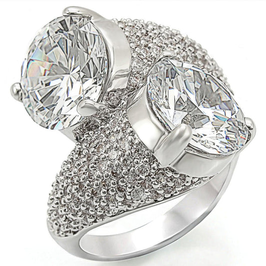 1W015 - Rhodium Brass Ring with AAA Grade CZ in Clear-0