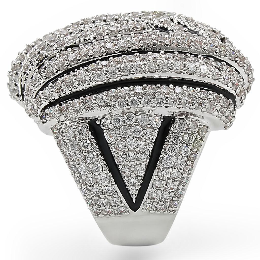 1W016 - Rhodium Brass Ring with AAA Grade CZ in Clear-4