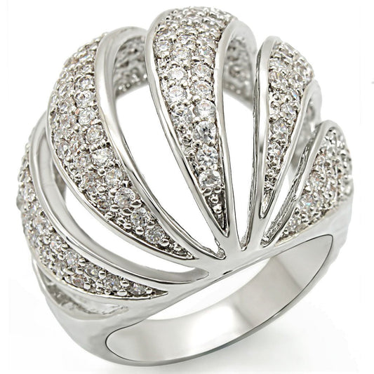 1W019 - Rhodium Brass Ring with AAA Grade CZ in Clear-0