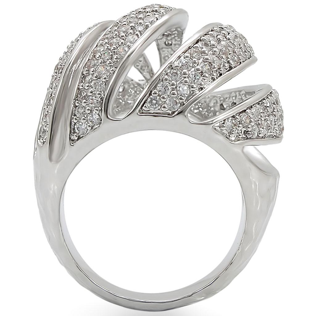 1W019 - Rhodium Brass Ring with AAA Grade CZ in Clear-4