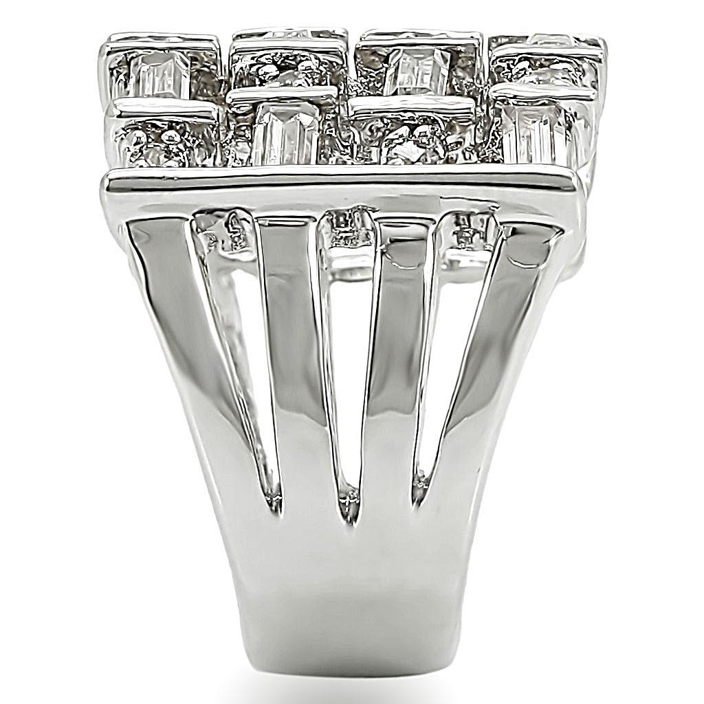 1W024 - Rhodium Brass Ring with AAA Grade CZ in Clear-4