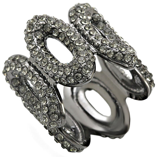 1W033 - Ruthenium Brass Ring with Top Grade Crystal in Black Diamond-0