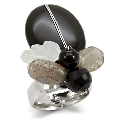 LOA594 - Antique Tone Brass Ring with Assorted in Multi Color-0