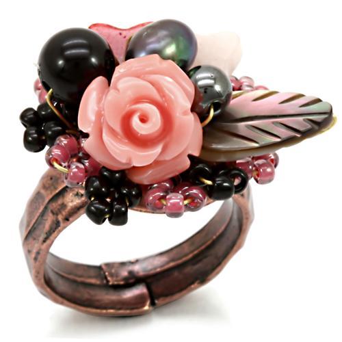 LOA596 - Antique Tone Brass Ring with Assorted in Multi Color-0