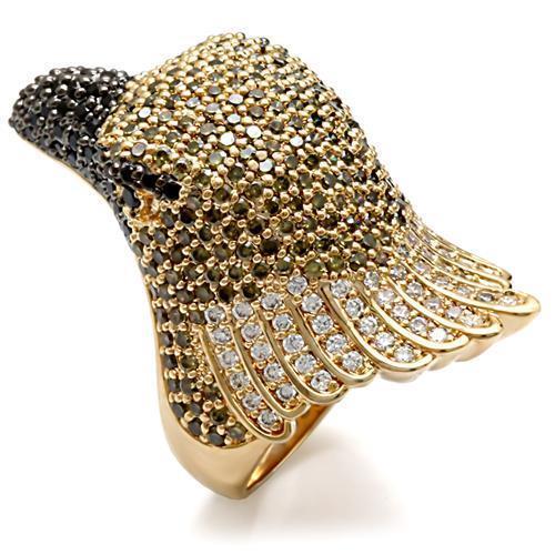 1W084 - Gold+Ruthenium Brass Ring with AAA Grade CZ in Multi Color-0