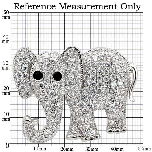 1W125 - Imitation Rhodium Brass Brooches with AAA Grade CZ in Black Diamond-1