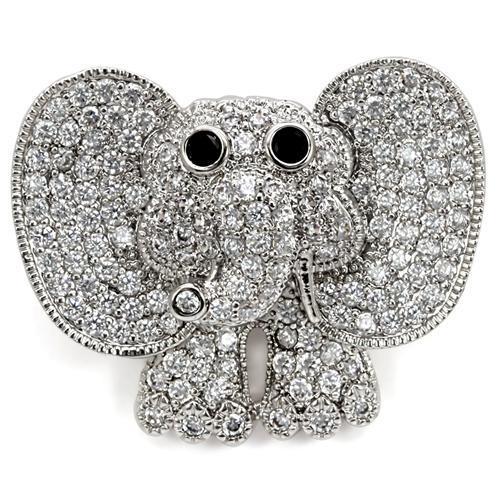 1W126 - Imitation Rhodium Brass Brooches with AAA Grade CZ in Black Diamond-0