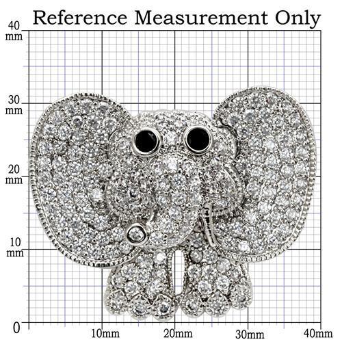 1W126 - Imitation Rhodium Brass Brooches with AAA Grade CZ in Black Diamond-1