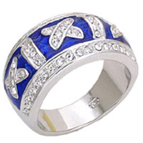 20829 - Rhodium Brass Ring with Top Grade Crystal in Clear-0