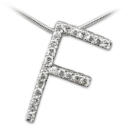 21606 - Rhodium Brass Pendant with AAA Grade CZ in Clear-0