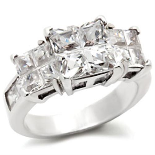 22725 - High-Polished 925 Sterling Silver Ring with AAA Grade CZ in Clear-0