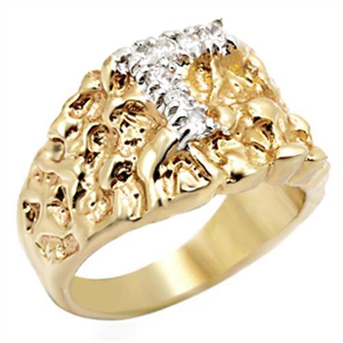 2W044 - Gold+Rhodium Brass Ring with AAA Grade CZ in Clear-0