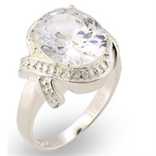 30306 - High-Polished 925 Sterling Silver Ring with AAA Grade CZ in Clear-0