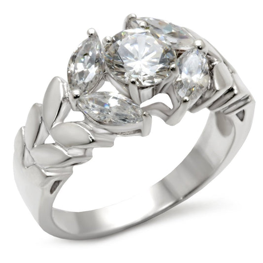 30326 - Matte Rhodium & Rhodium 925 Sterling Silver Ring with AAA Grade CZ in Clear-0