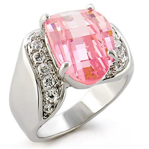 30813 - High-Polished 925 Sterling Silver Ring with AAA Grade CZ in Rose-0