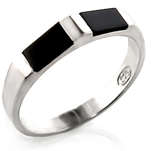 30919 - High-Polished 925 Sterling Silver Ring with Semi-Precious Onyx in Jet-0