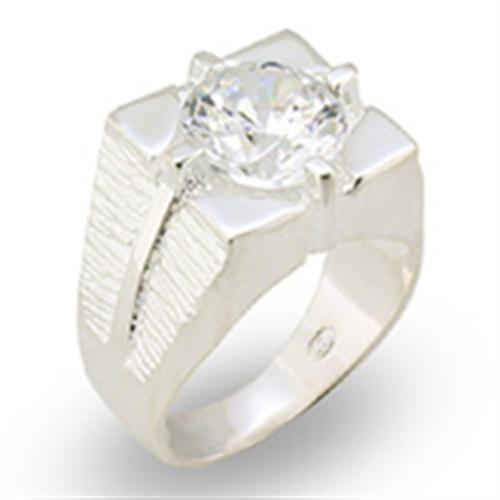 31533 - High-Polished 925 Sterling Silver Ring with AAA Grade CZ in Clear-0