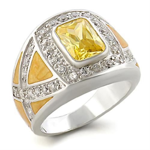 31825 - High-Polished 925 Sterling Silver Ring with AAA Grade CZ in Citrine-0