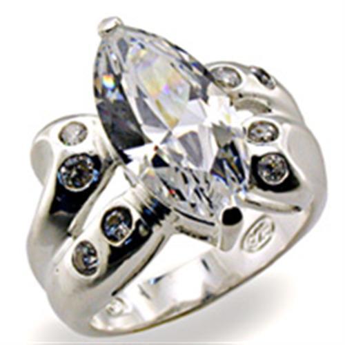 32127 - High-Polished 925 Sterling Silver Ring with AAA Grade CZ in Clear-0