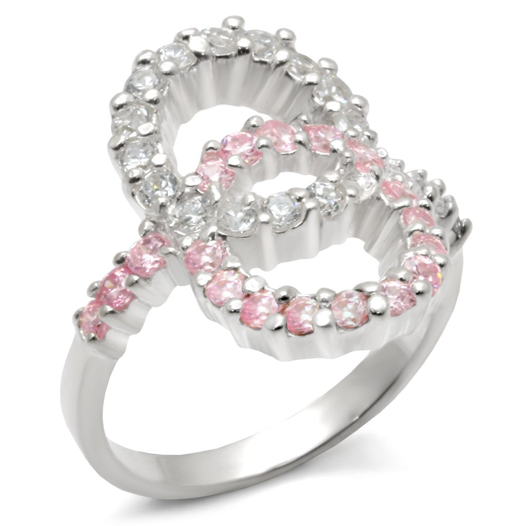 32516 - High-Polished 925 Sterling Silver Ring with AAA Grade CZ in Rose-0