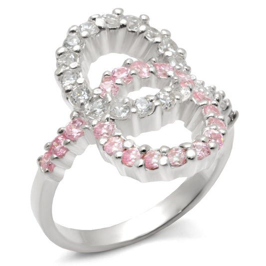 32516 - High-Polished 925 Sterling Silver Ring with AAA Grade CZ in Rose-0