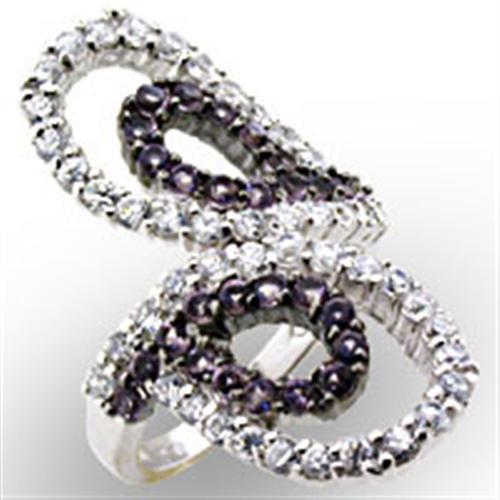 32518 - High-Polished 925 Sterling Silver Ring with AAA Grade CZ in Amethyst-0
