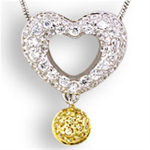 33106 - Reverse Two-Tone 925 Sterling Silver Pendant with AAA Grade CZ in Citrine-0