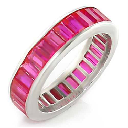 33901 - High-Polished 925 Sterling Silver Ring with Synthetic Garnet in Ruby-0