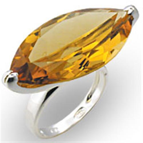 33915 - High-Polished 925 Sterling Silver Ring with AAA Grade CZ in Citrine-0