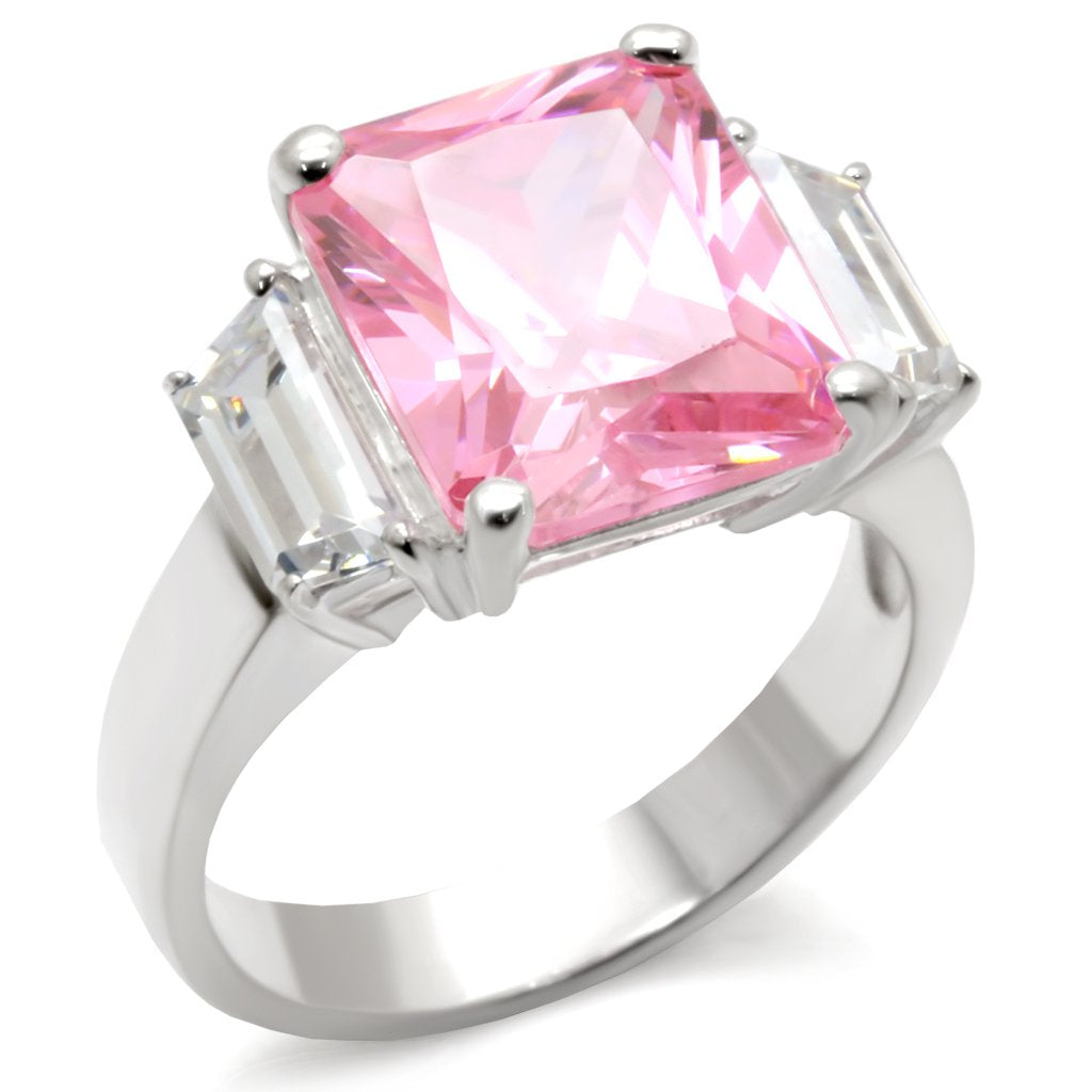34102 - High-Polished 925 Sterling Silver Ring with AAA Grade CZ in Rose-0
