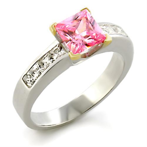 34104 - Reverse Two-Tone 925 Sterling Silver Ring with AAA Grade CZ in Rose-0