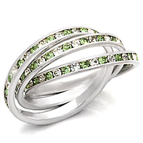 35108 - High-Polished 925 Sterling Silver Ring with Top Grade Crystal in Peridot-0