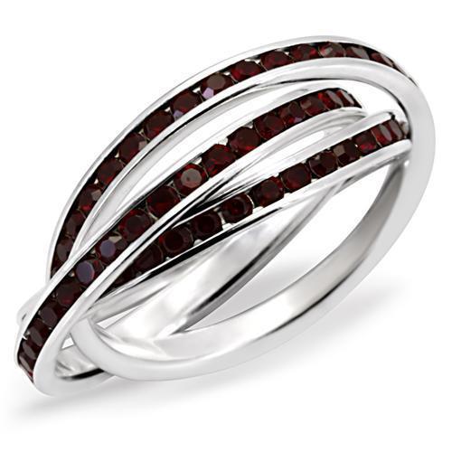 35113 - High-Polished 925 Sterling Silver Ring with Top Grade Crystal in Garnet-0