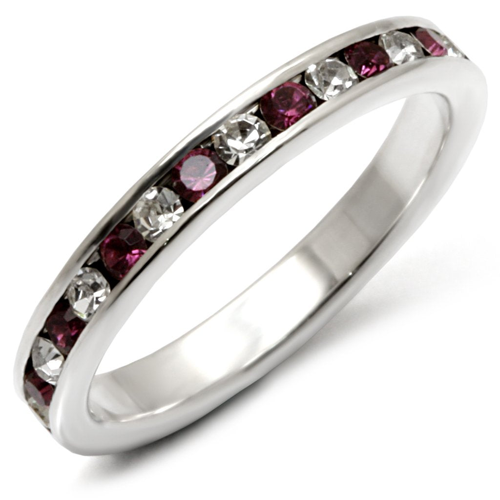 35126 - High-Polished 925 Sterling Silver Ring with Top Grade Crystal in Amethyst-0