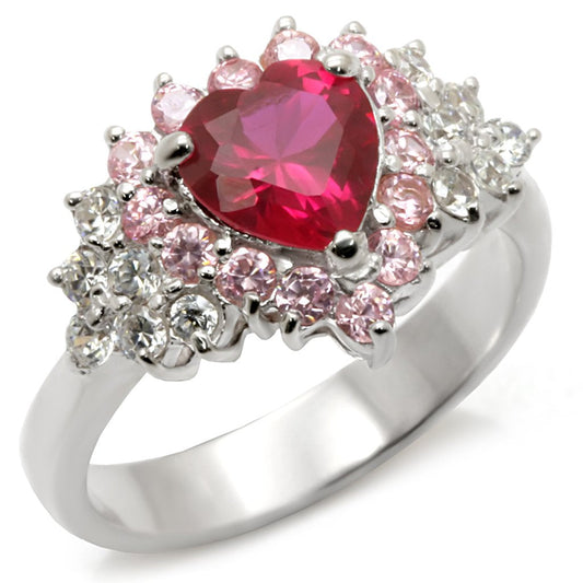 35701 - High-Polished 925 Sterling Silver Ring with Synthetic Garnet in Ruby-0