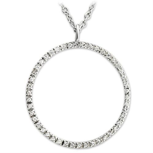 36515 - High-Polished 925 Sterling Silver Pendant with AAA Grade CZ in Clear-0