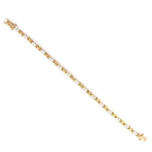 36713 - Gold Brass Bracelet with AAA Grade CZ in Clear-0