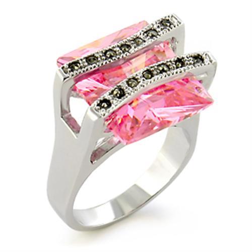 37623 - Antique Tone 925 Sterling Silver Ring with AAA Grade CZ in Rose-0