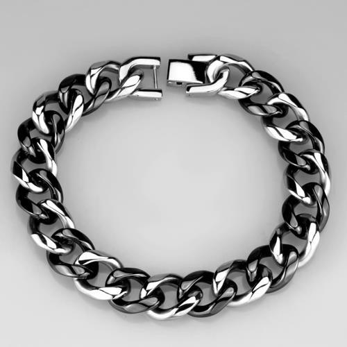 3W1000 - High polished (no plating) Stainless Steel Bracelet with Ceramic in Jet-2