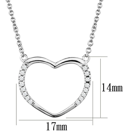 3W1023 - Rhodium Brass Chain Pendant with AAA Grade CZ in Clear-1