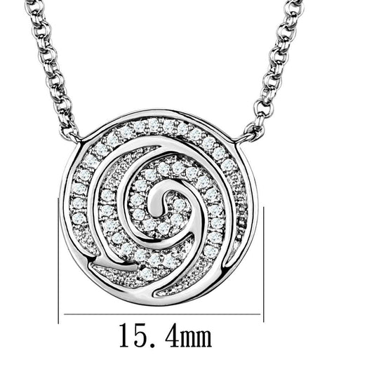 3W1029 - Rhodium Brass Chain Pendant with AAA Grade CZ in Clear-1