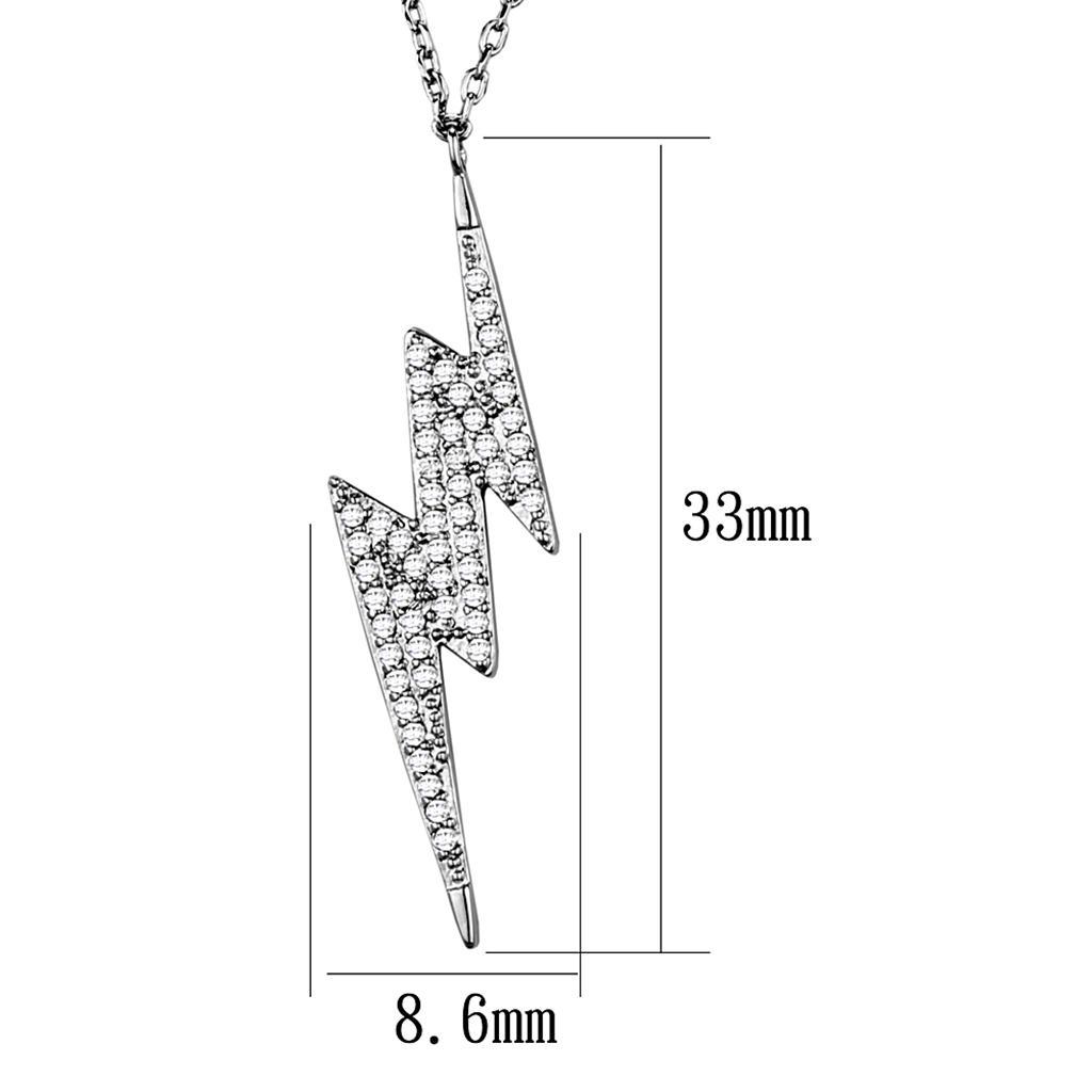 3W1038 - Rhodium Brass Chain Pendant with AAA Grade CZ in Clear-1