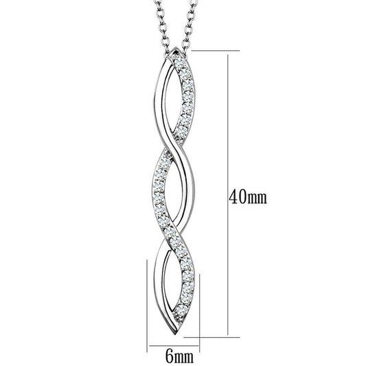 3W1039 - Rhodium Brass Chain Pendant with AAA Grade CZ in Clear-1